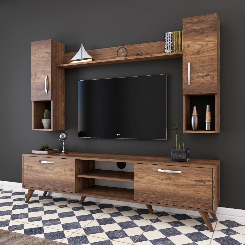 Porta TV in legno "Mezalun" - 180 x 35 x 48 cm - Marrone