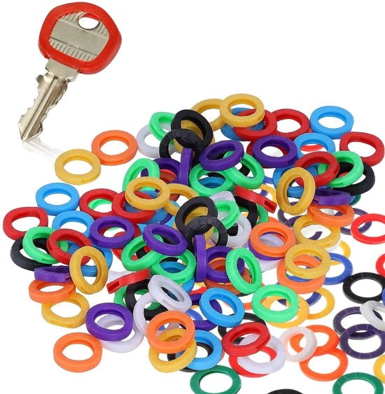 Set di Chiavi a Clessidra 100 pezzi - Dadi Flexibili - Chiavi a Clessidra a Forma Rotonda - Anelli Colorati - Etichette Identificative - Materiale PVC Soffice