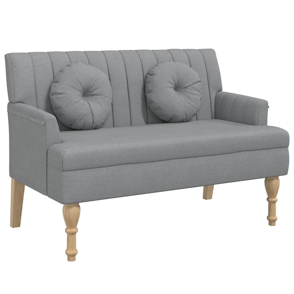 Panca con Cuscini Grigio Chiaro 113x64,5x75,5 cm in Tessuto CFW5525729