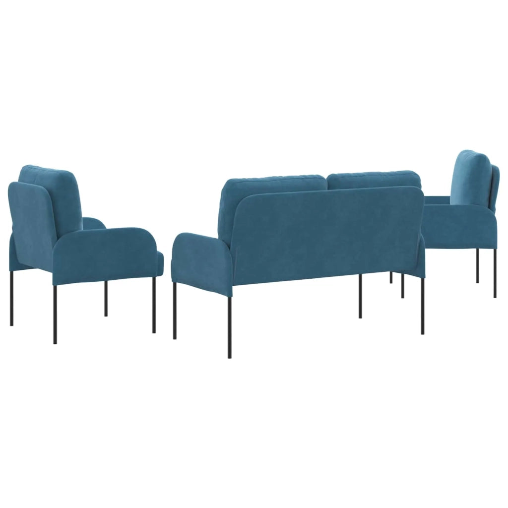 Set divani 3 pcs Blu 115 x 56 x 80 cm Legno compensato 3406216