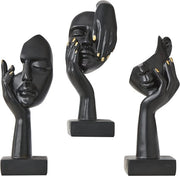 Set di 3 figure decorative moderne statue per decorazione di interni per ufficio, camera da letto, soggiorno (nero)