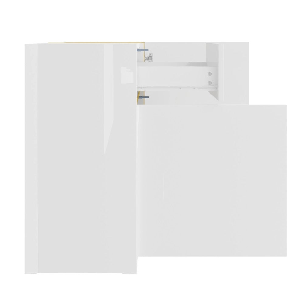 Credenza Lucida ¨C MINIMAL ¨C Bianco Lucido, 3 Ante, 2 Cassetti, Soggiorno Ingresso