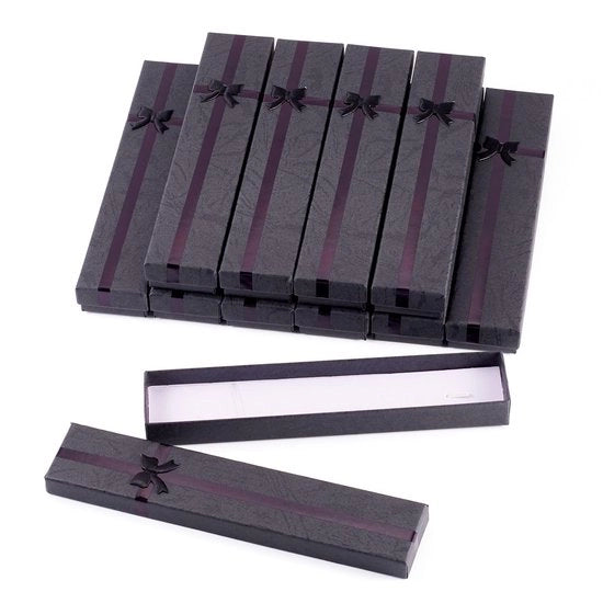 Cassa per gioielli 12 pezzi - Cassetto con polvere - Nero - Scatola di cartone per la conservazione dei gioielli - Adatto per collane e bracciali - Scatola di regalo