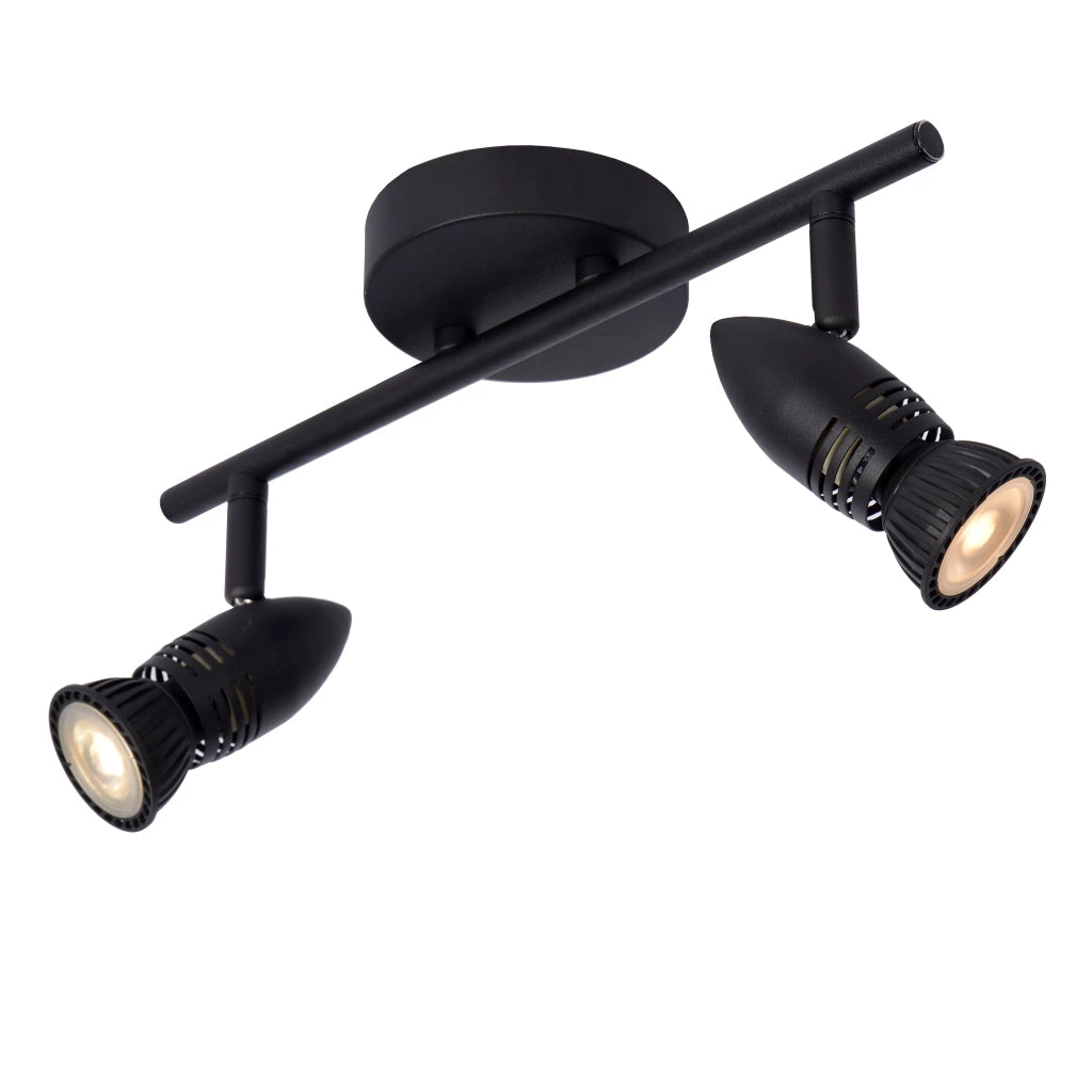Plafoniera nera 2 spot orientabili GU10 5W Lucide