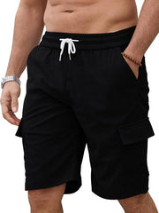 Corduroy Pantaloni Uomini - Pantaloni Corti a Cargò - Respiranti - Tasche con Cinturino a Velcro - Vita Elastica - Tessuto di Alta Qualità