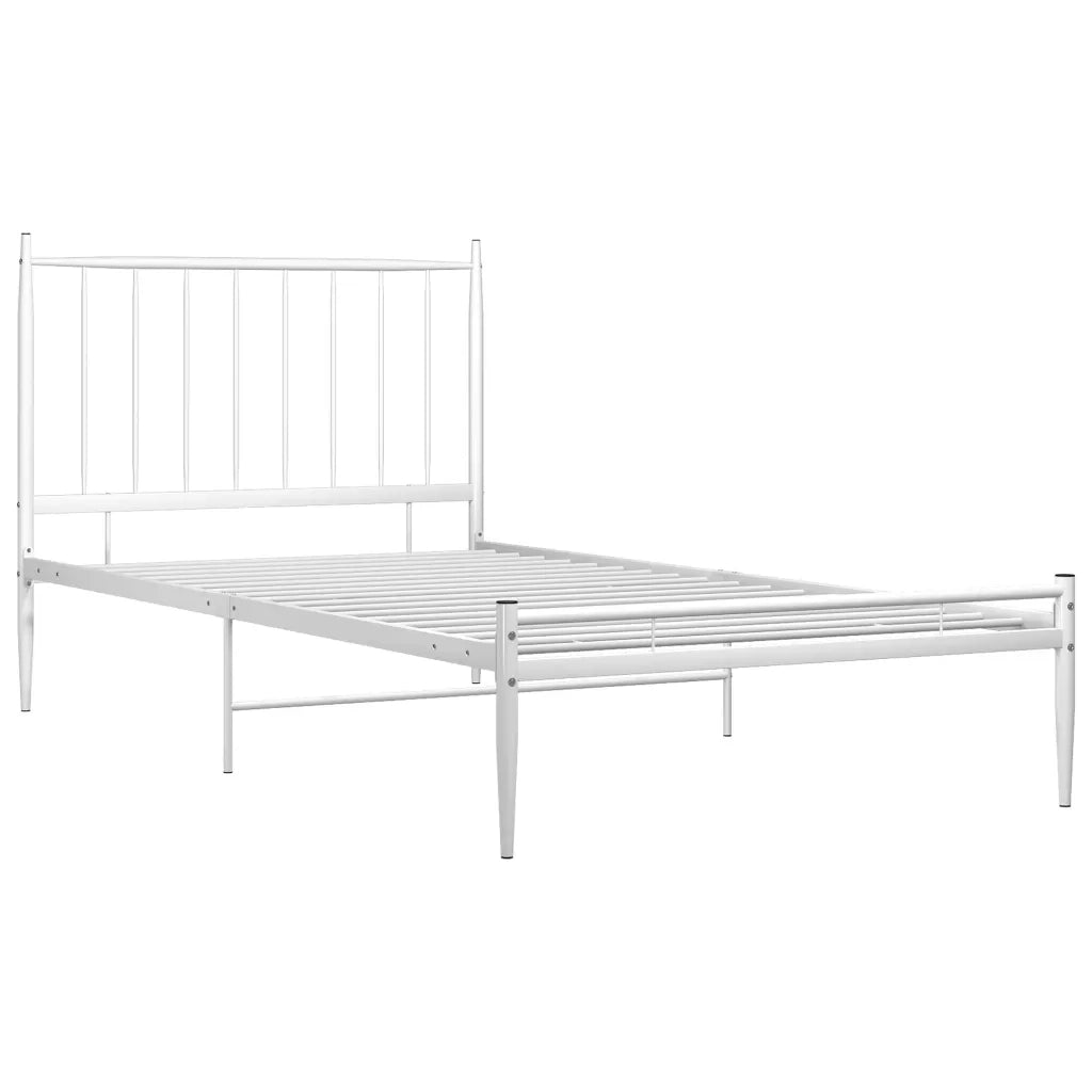 Letto singolo | Letto per adulti | Giroletto Bianco in Metallo 90x200 cm