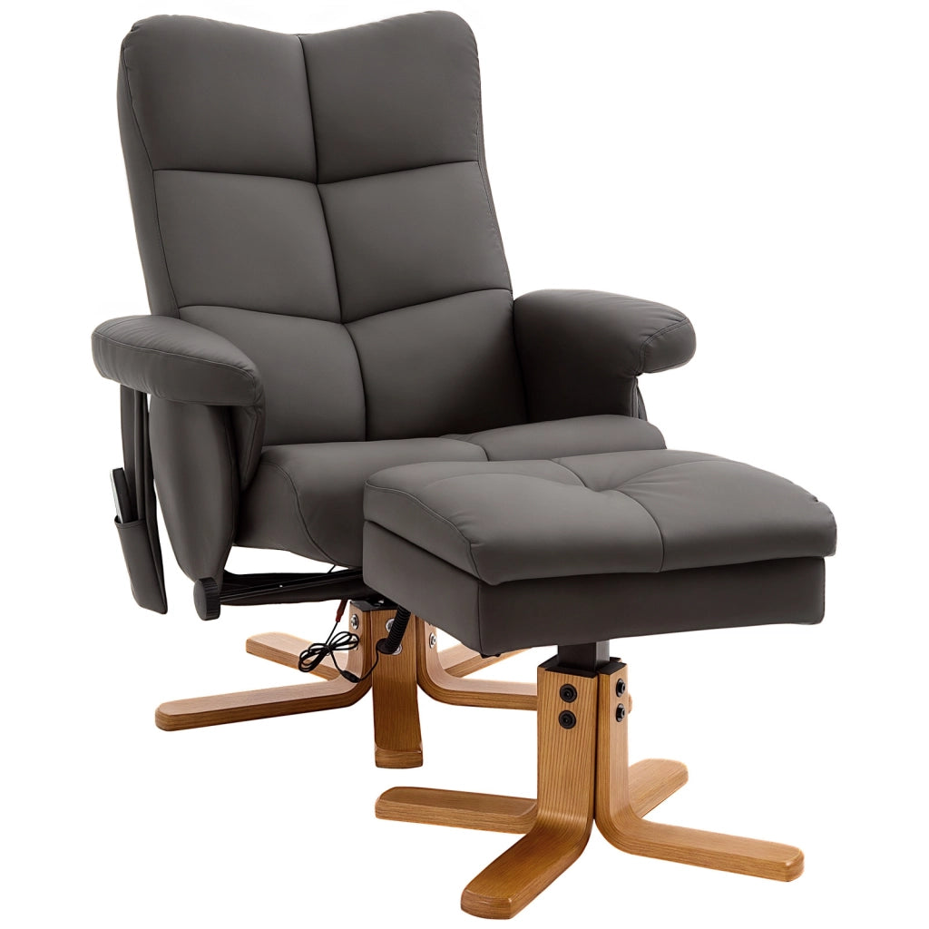 Poltrona Relax Massaggiante Girevole con Poggiapiedi ¨C Zephmum ¨C Marrone in Similpelle
