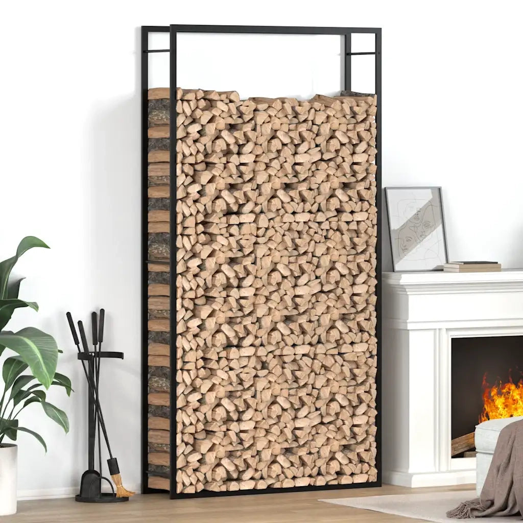 Portalegna-Scaffale per Legna Nero Opaco 110x28x214 cm in Acciaio
