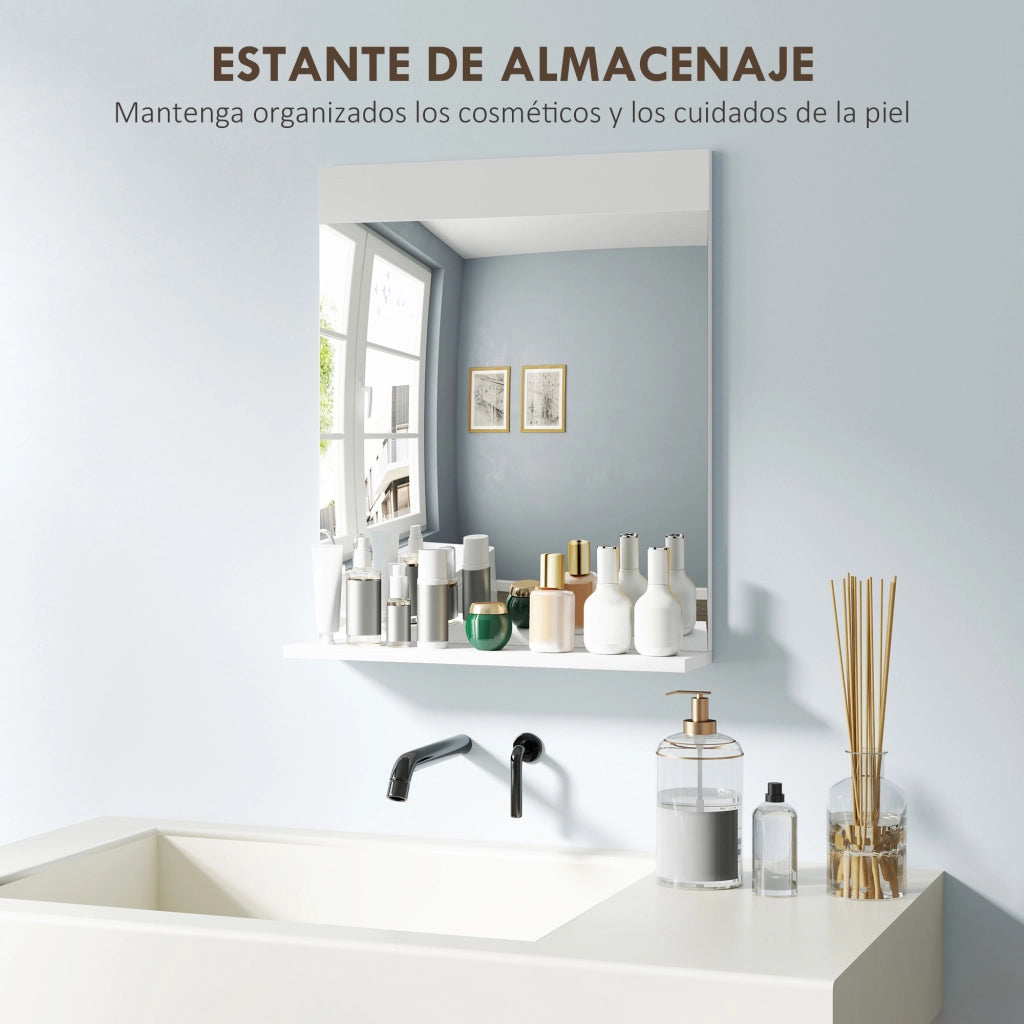 Specchio da Bagno con Mensola ¨C zephmum ¨C Bianco 50x12x60 cm