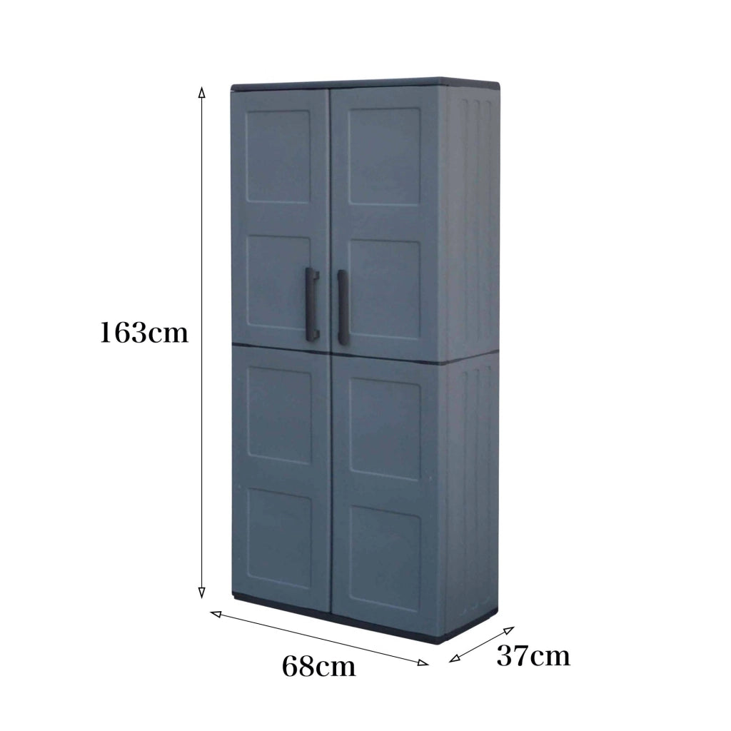 Mobile da Giardino Akina, Armadio da Esterno 3 Ripiani Made in Italy, 37x68x163h cm Grigio