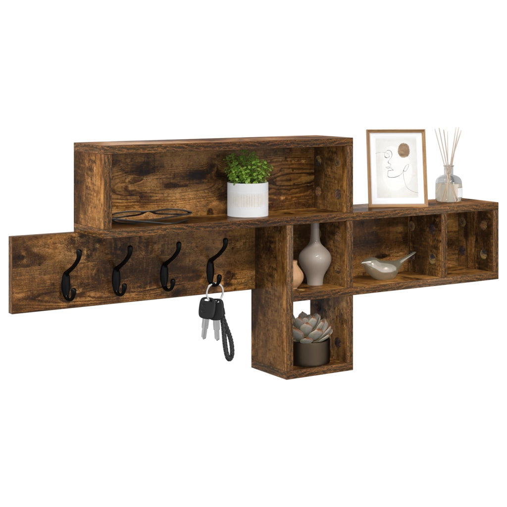vidaXL Appendiabiti a muro Rovere fumo 100 x 12 x 43.5 cm
