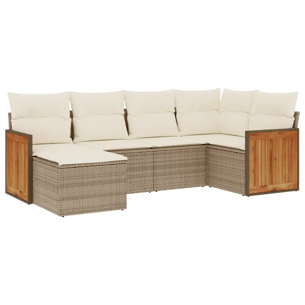 Set Divano da Giardino 6 pz con Cuscini Beige in Polyrattan 3260259