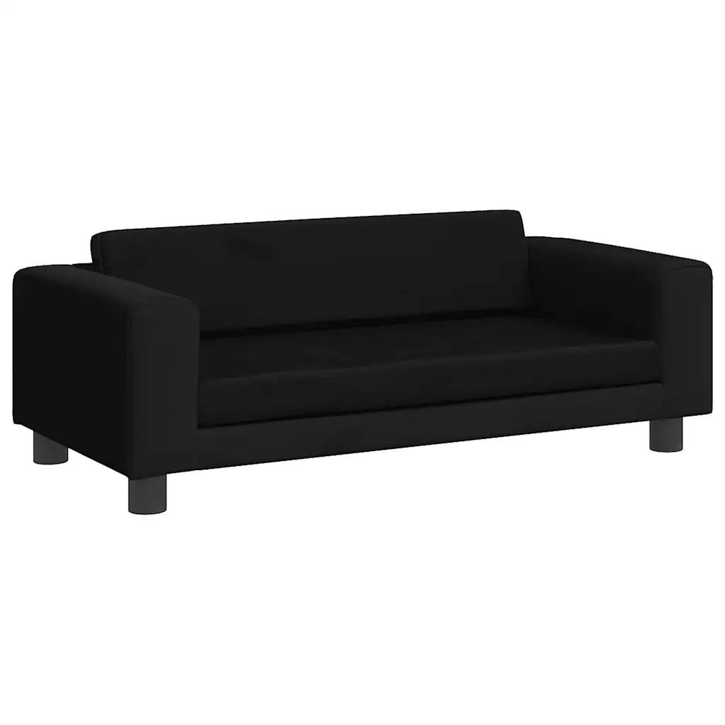 Divano per Bambini con Poggiapiedi-Sofa-Divanetto Nero 100x50x30 cm in Velluto