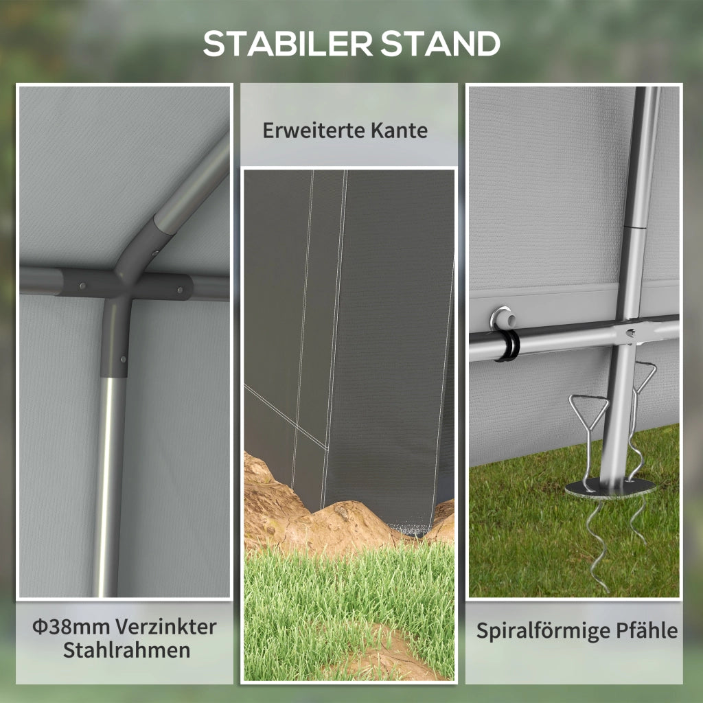 TENDA GARAGE 210x360x235 cm Acciaio Grigio Scuro