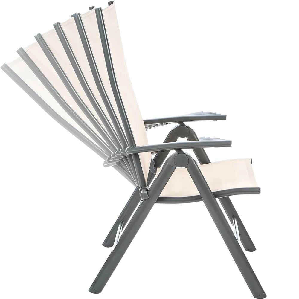Set 2 Sedie Campeggio Sedia Pieghevole Giardino Reclinabile 5 Posizioni Beige