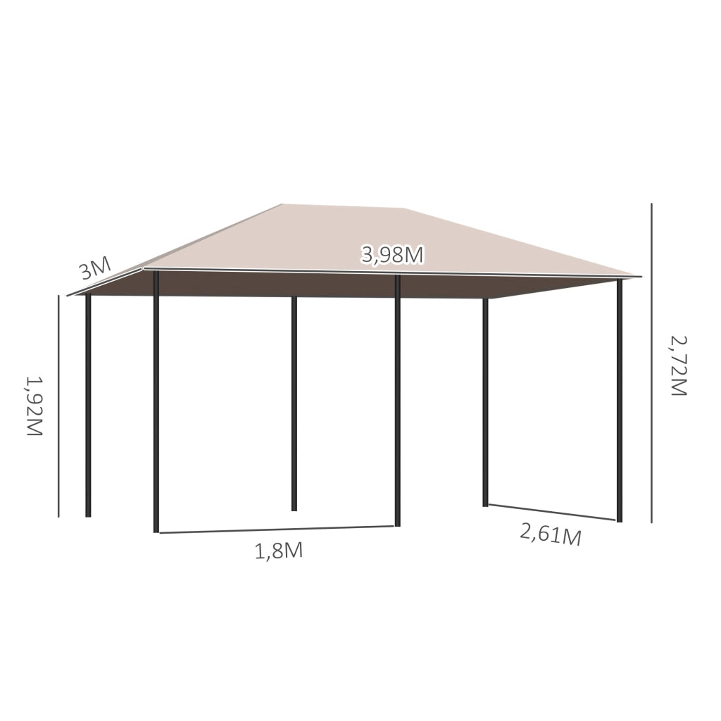 Gazebo per giardino ¨C zephmum ¨C 4x3x2.72 m colore kaki