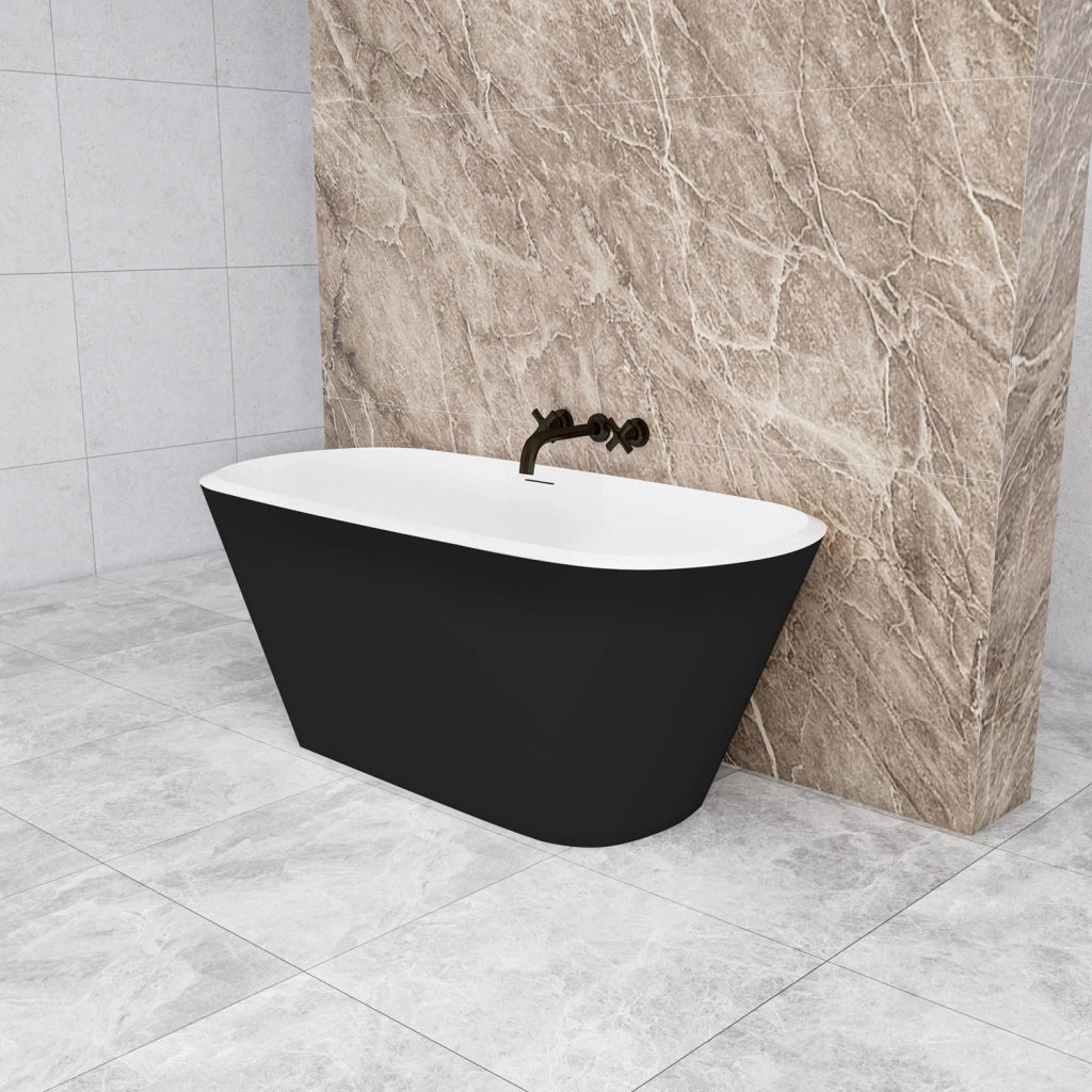 Vasca da Bagno a Isola 150x72x60 cm Vasca da Bagno Freestanding in Acrilico Nero Ovale