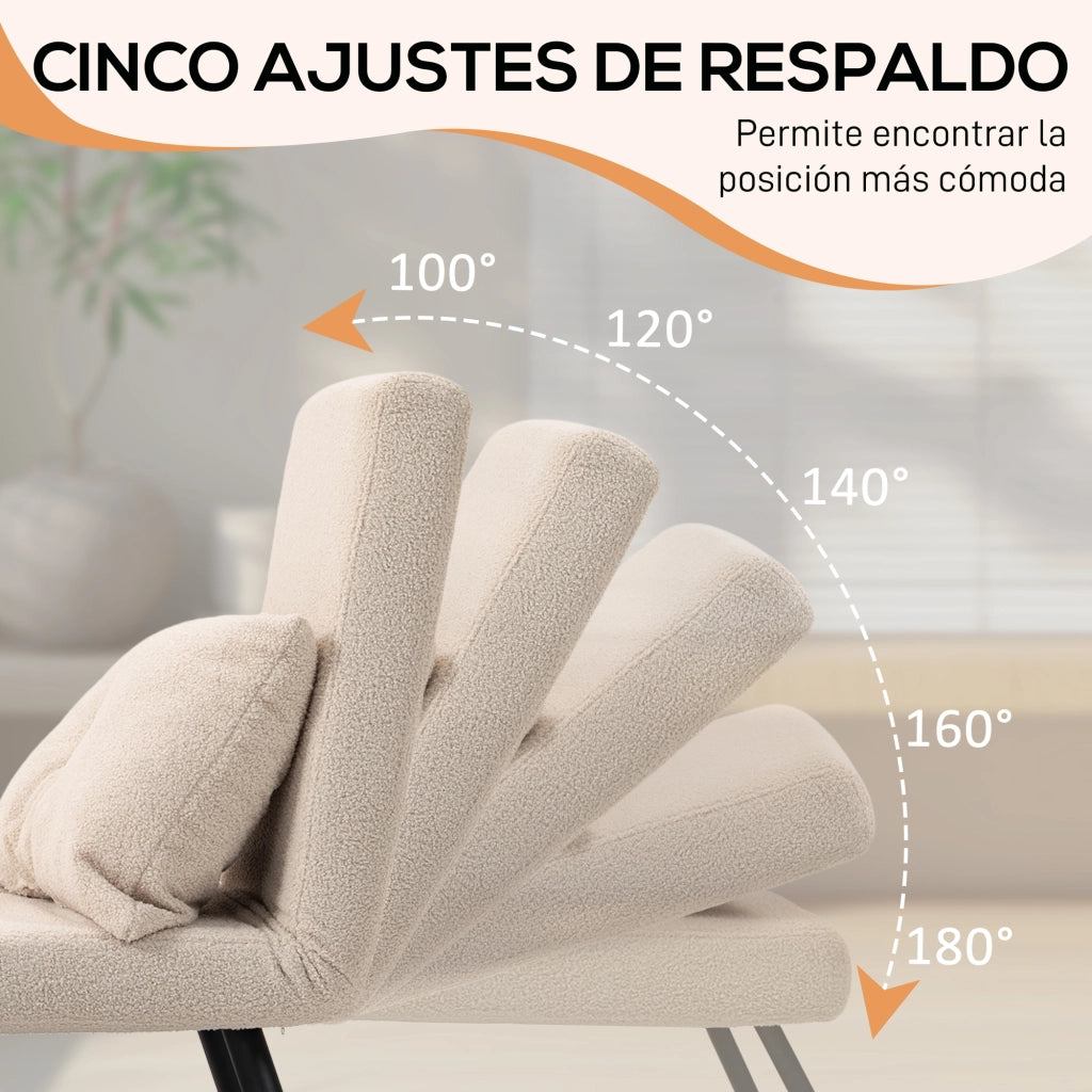Divano Letto Singolo Pieghevole ¨C Zephmum ¨C Beige 63x73x81 cm con Cuscino