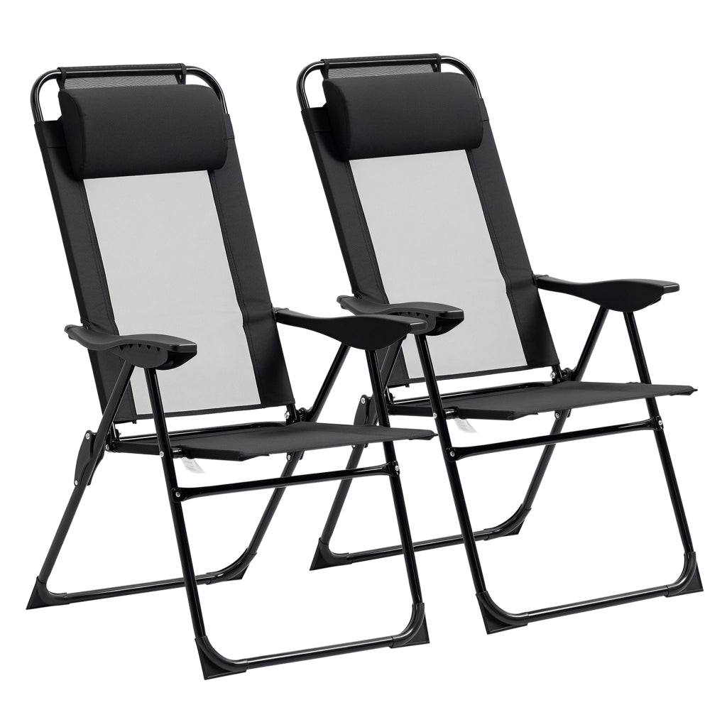 Sedia da giardino pieghevole ¨C zephmum ¨C nera, tessuto Oxford, braccioli, schienale regolabile