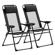 Sedia da giardino pieghevole ¨C zephmum ¨C nera, tessuto Oxford, braccioli, schienale regolabile