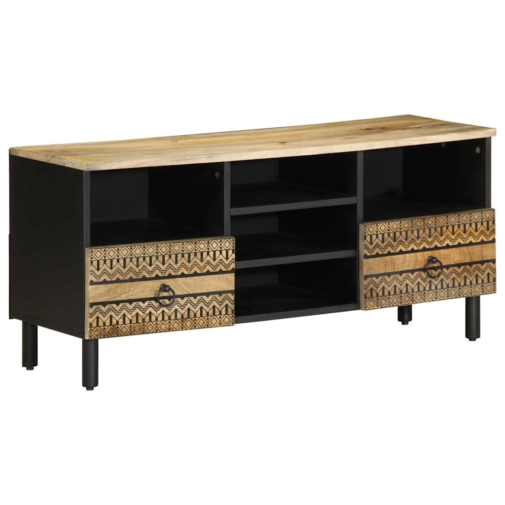 Mobile TV industriale con contenitore 100 x 33,5 x 46 cm stile moderno legno nero 02_0057837