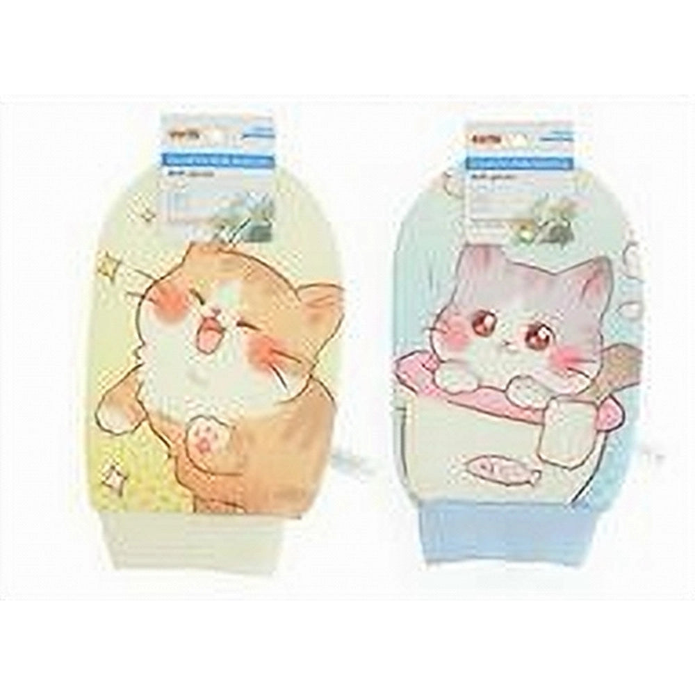 Trade Shop - Guanto Per Doccia Spugna Bagno Esfoliante Cura Pelle Corpo Fantasia Gatti 10743 -