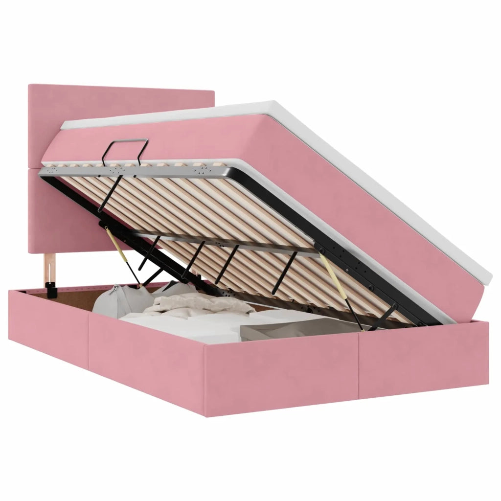 Letto con contenitore e materasso Rosa 120 x 200 cm Velluto 3371966