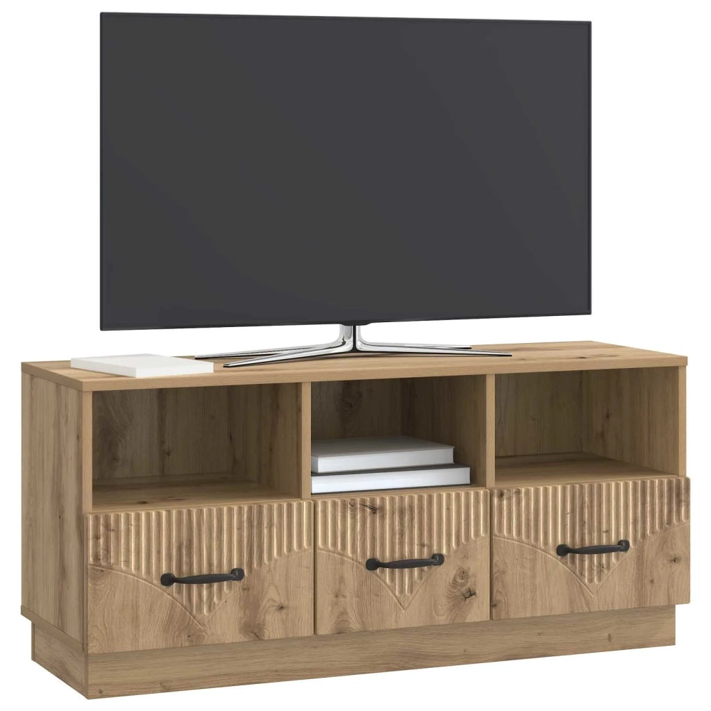 Mobile TV con cassetto-Credenza per TV Rovere Artigianale 102 x 34,5 x 47 cm 447524