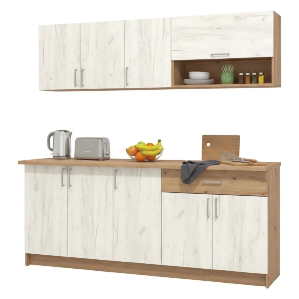 Cucinino Surano, Cucina un Cassetto, Elettrodomestici non inclusi, Bianco Larice