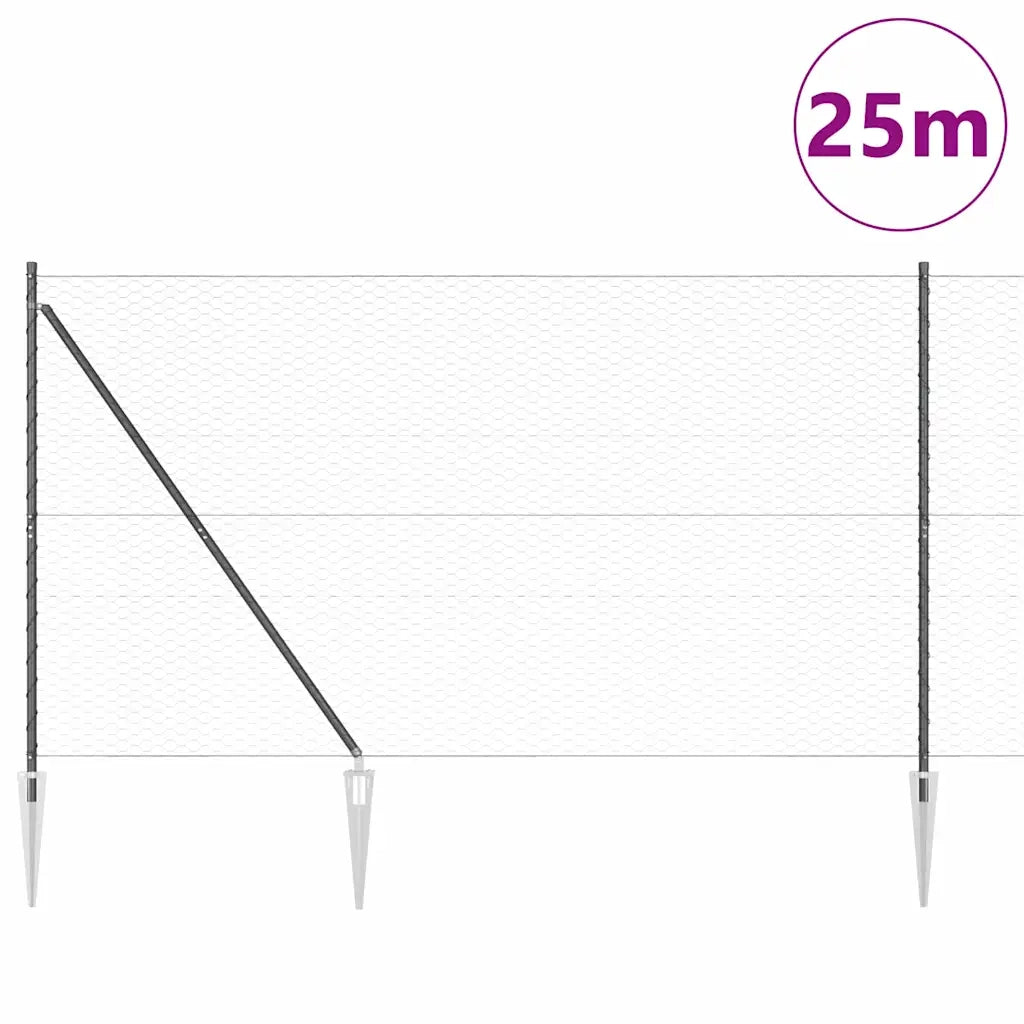 Palo della recinzione Grigio 25 x 1,6 m (rete 36 mm)