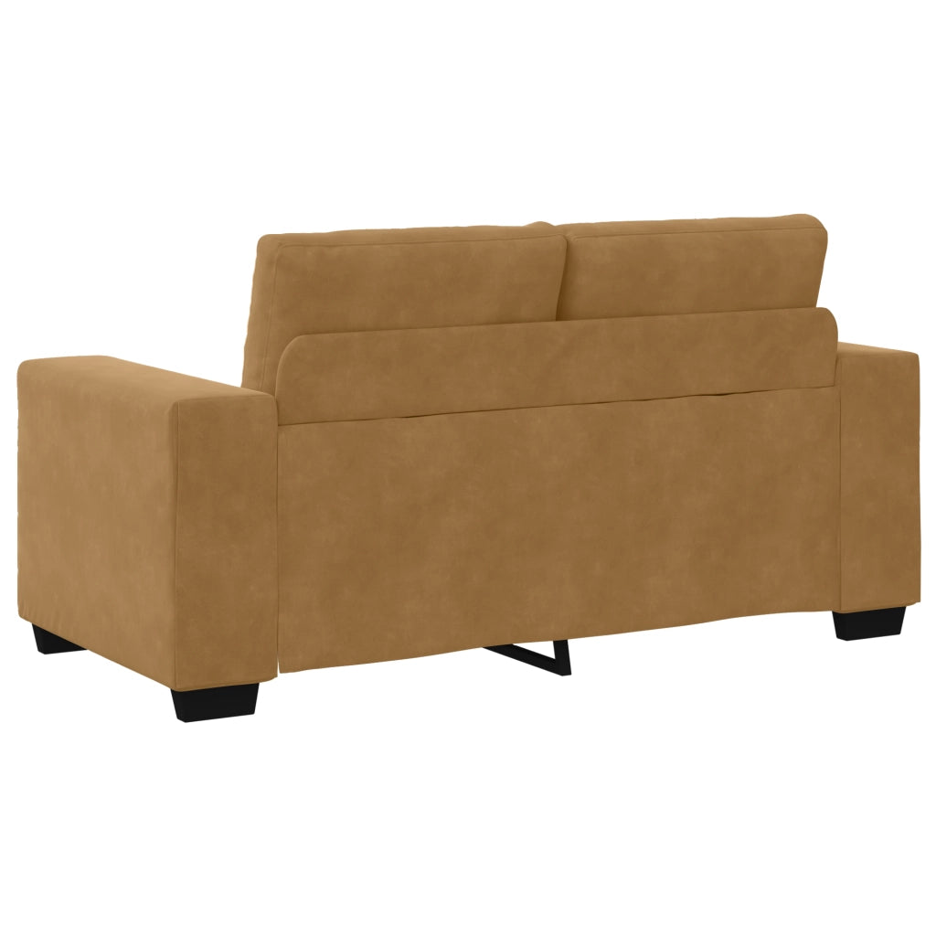 Set divano 3 pezzi con cuscini in velluto marrone