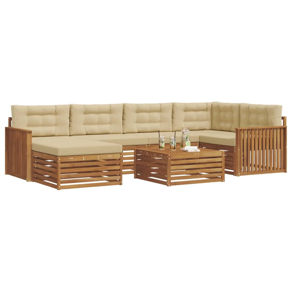 Set di divani da esterno con cuscino 7 pcs Naturale e Beige