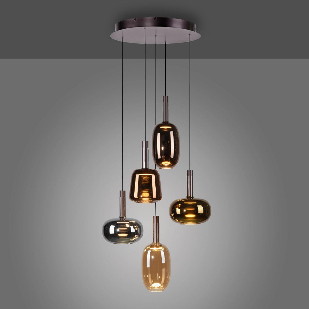 Lampadario rotondo Art Déco 5 luci LED Paul Neuhaus