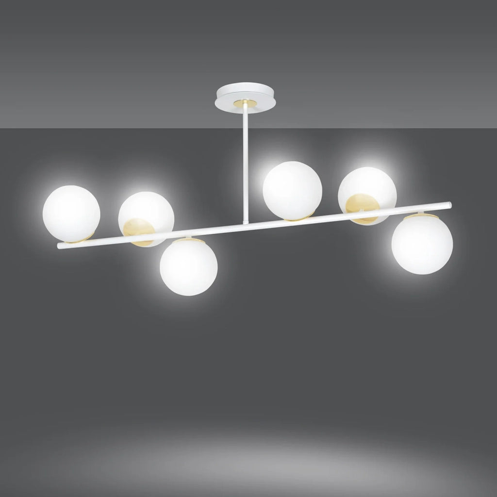 Plafoniera Contemporaneo Vishnu Acciaio Bianco Oro 4 Luci E14 Ip20