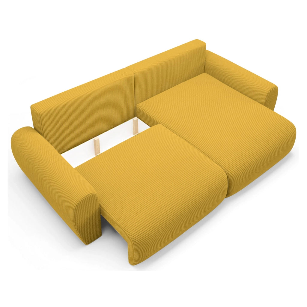 Paullo, Divano Letto con Penisola Contenitore, 253x153 cm Giallo