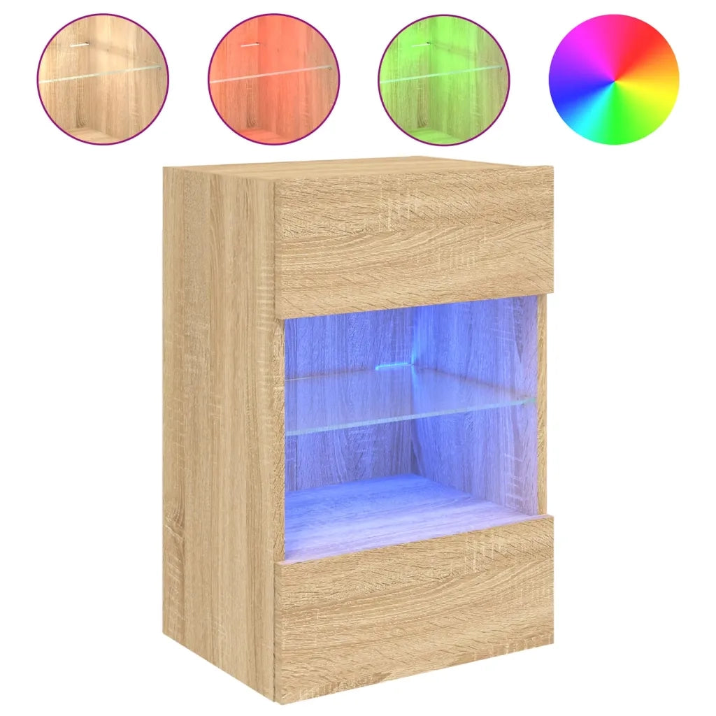 Mobile TV a Parete con Luci LED Rovere Sonoma 40x30x60,5 cmcod mxl 110111