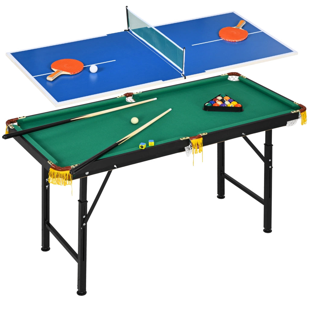 Tavolo da gioco 2 in 1 biliardo ping pong ¨C Minimal ¨C Blu/Verde 140x63x80cm