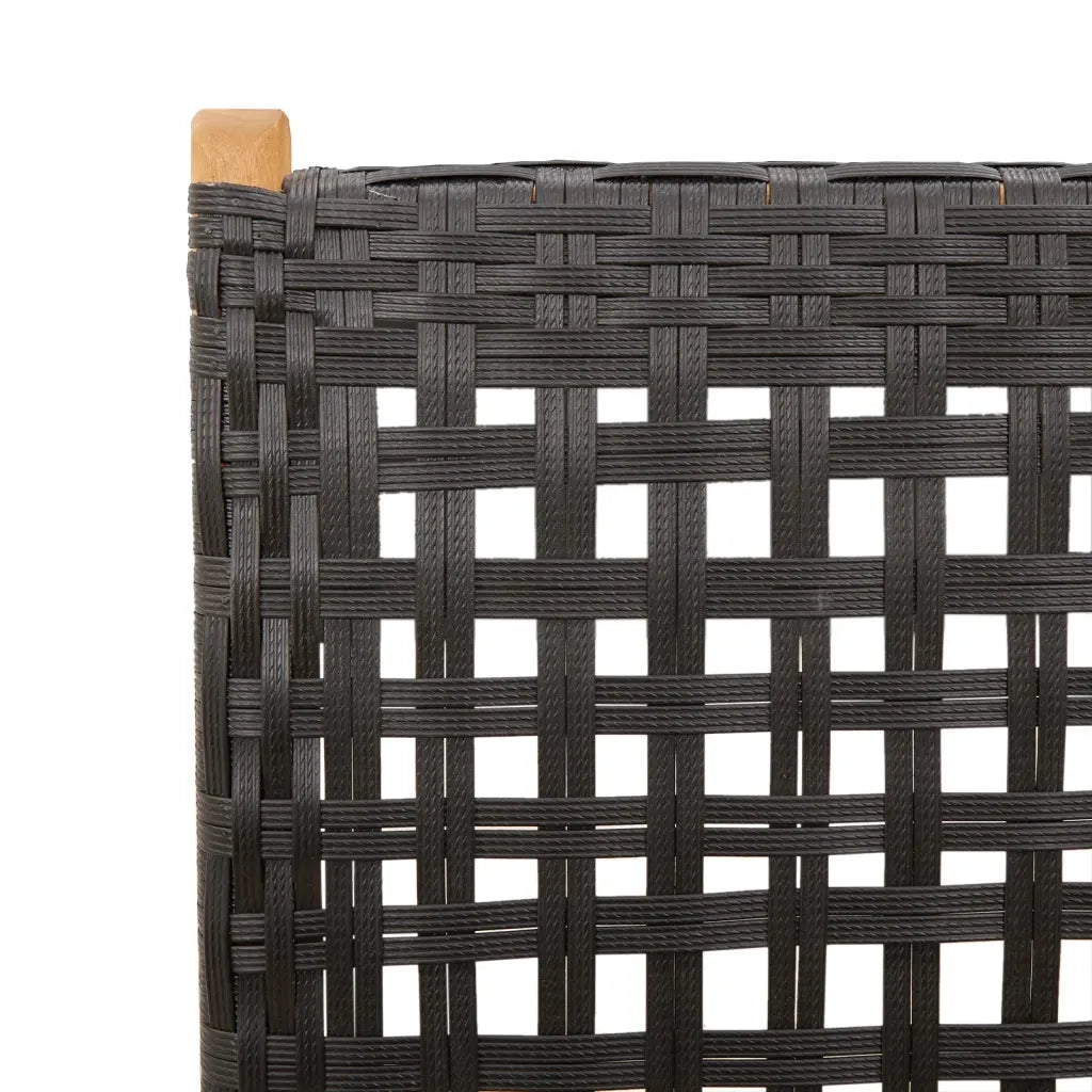 Sedie Giardino Reclinabili 6pz Nere Polyrattan e Legno Massello 3214521