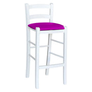 Sgabello legno bianco sedile in similpelle lilla h 67 cm da terra alla seduta