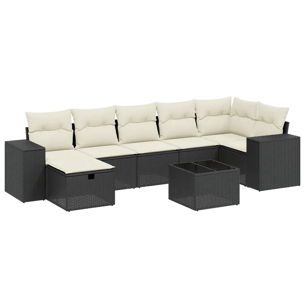 Set Divani da Giardino con Cuscini 8 pz Nero in Polyrattan 3264442