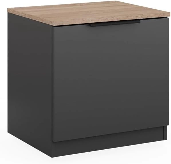 Comodino camera da letto Betti, Antracite/Sonoma, 50 x 50 cm, per riporre oggetti di uso quotidiano e combinabile