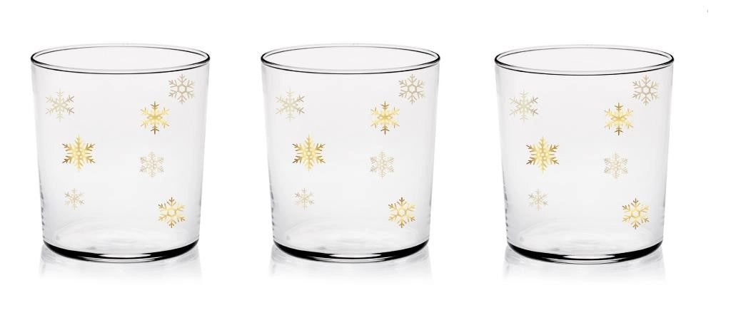 Set 3 Bicchieri da Tavola Acqua Vino Conic Gold Flakes 360 ml Cerve