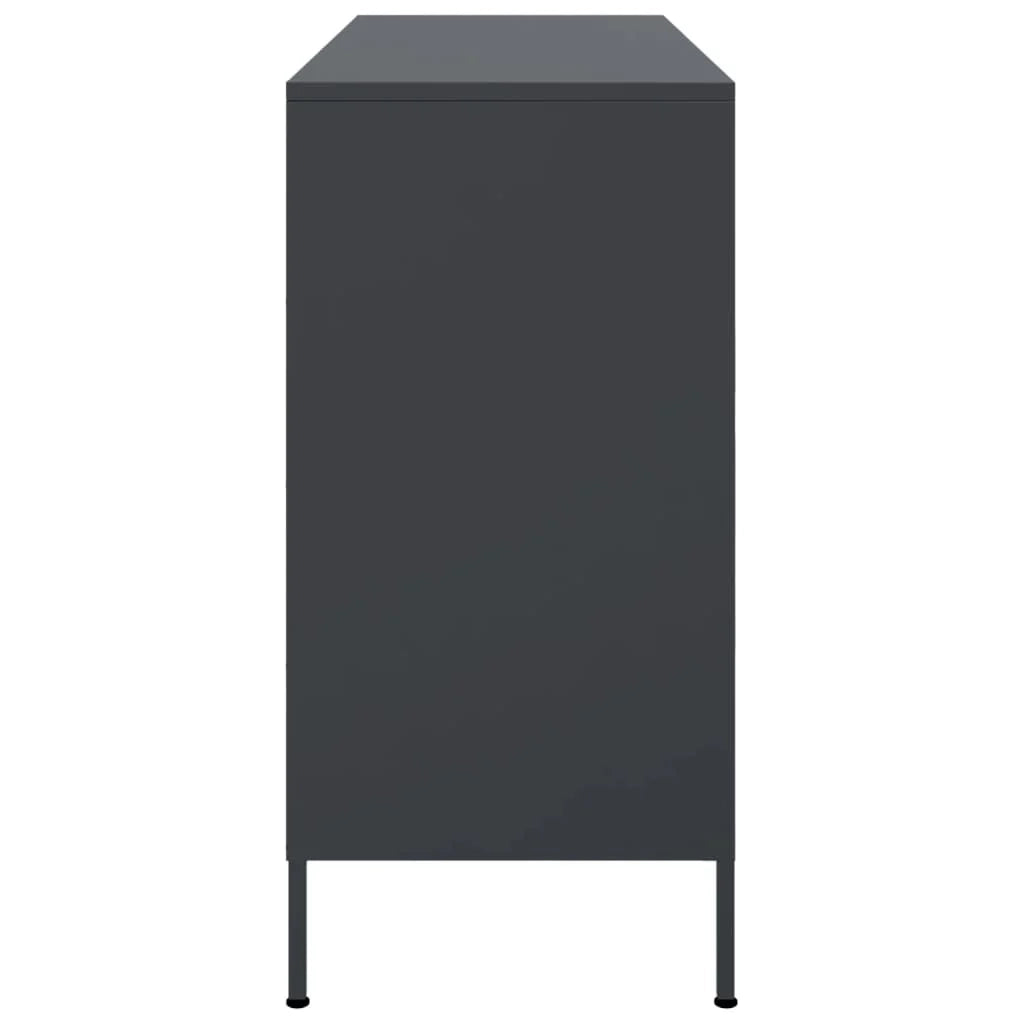 Buffet credenza cassettiera armadio mobile contenitore organizer per cucina soggiorno salotto 100,5 x 39 x 79 cm acciaio antracite 02_0029689