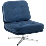 Poltrona girevole senza braccioli in tessuto chenille ¨C zephmum ¨C 70x87x84 cm blu scuro
