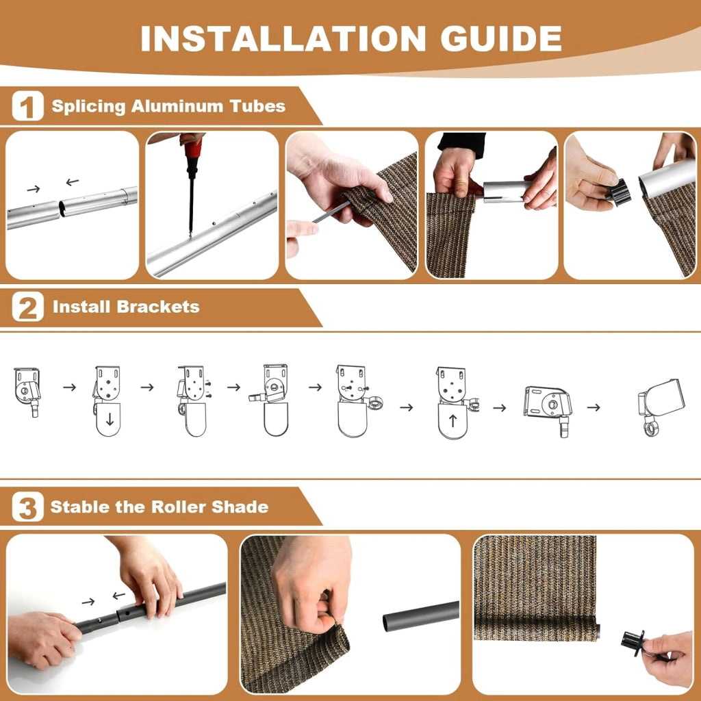 Tenda da sole verticale 300 x 240 cm, in HDPE per terrazze, tenda da sole da balcone, tubo in alluminio con manovella wireless, per balcone, terrazza, giardino, marrone, 1 pezzo
