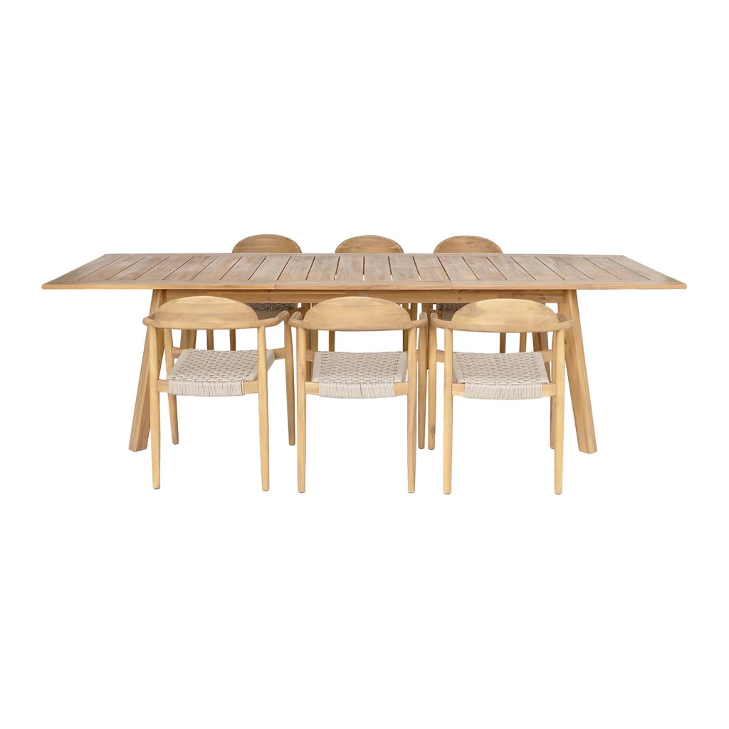 Set tavolo da giardino estensibile in legno di acacia con 6 sedie,