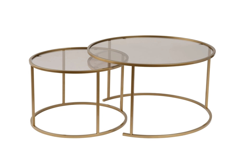 Set di 2 tavolini in metallo "Aurum" - 80 x 80 x 43 cm - Oro Bronzo