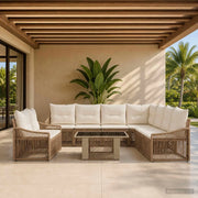 Set Divano da Giardino 10 pz Beige e Bianco Crema polyrattan 3437271