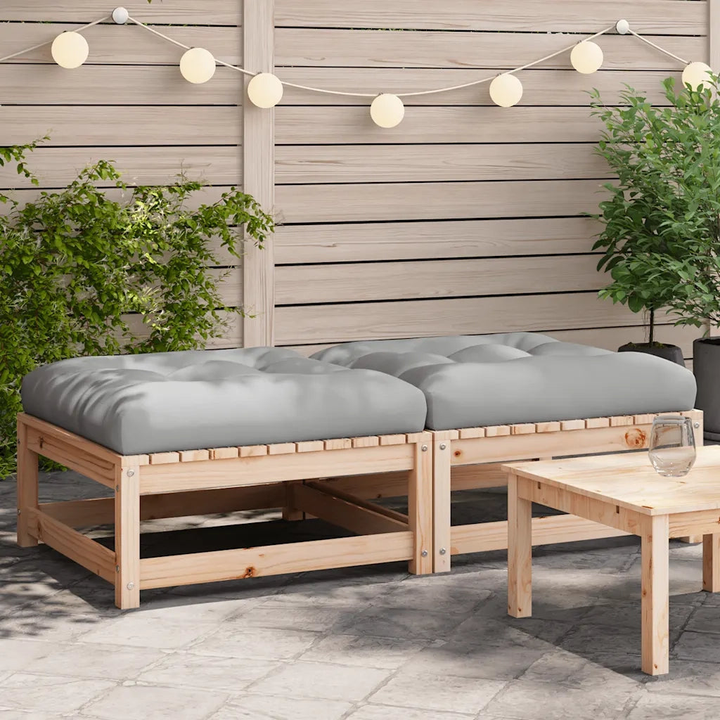 Sedia da giardino-Poggiapiedi da Giardino con Cuscini 2 pz Legno Massello di Pino 824156