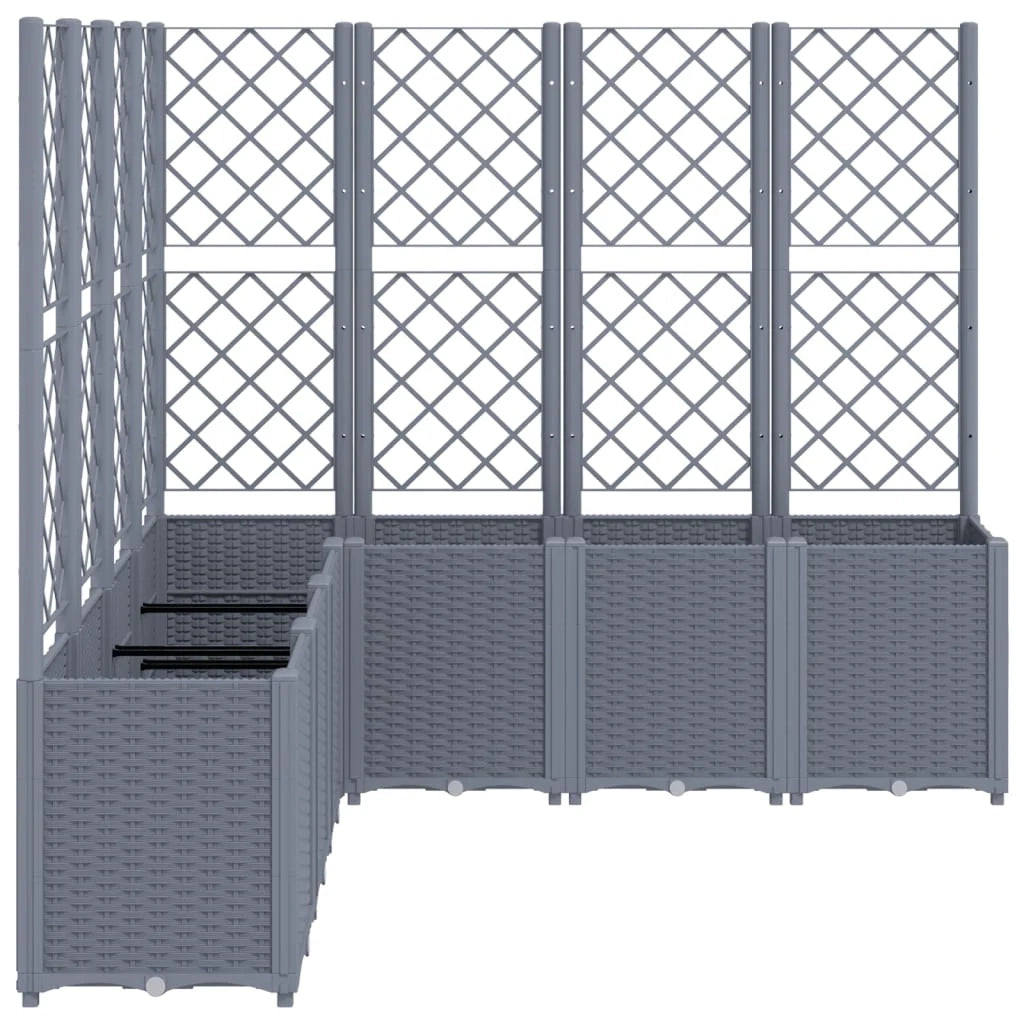 Fioriera rialzata per piante fiori terrazza giardino con traliccio 160 x 160 x 140 cm PP grigio 02_0038259